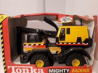 1997 Tonka Mighty 748 Big Yellow Toy Excavator Backhoe Metal Truck