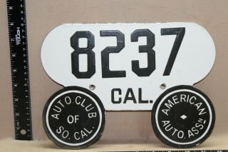 California Auto Club Mickey Moose Porcelain Metal License Plate Sign Gas Oil