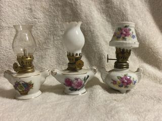 Mini Mini Oil Lamps Set Of 3 4 1/2” Vintage