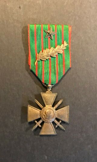Wwi French Croix De Guerre War Cross Medal 1917 With Star And Palm.