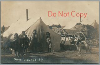 Sioux Indian Village In South Dakota S.  D.  Butcher,  Kearny Ne Rppc Postcard