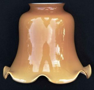 Vintage Butterscotch / White Cased Glass Shade 2,  3/4 " Fitter; 5.  7 " By 6.  5 "