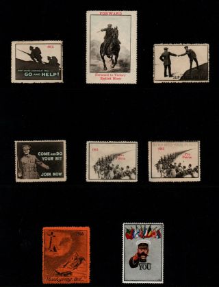 Ww1 Mostly British Propaganda Cinderellas Poster Stamps