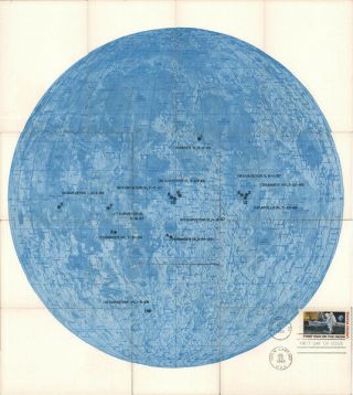 Space Rockets 1969 Set Of 12: Complex Apollo 11 Moon Map Installment Set Fdc