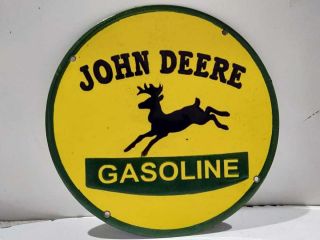 Porcelain John Deere Enamel Sign Size 12 " Inch Round