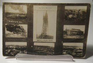 Kiefer Oklahoma Ok Oil Rig Well Field Town View Multi - View Real Photo Postcard