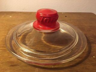 Toms Peanuts Early General Store Advertising Jar Lid Red Knob