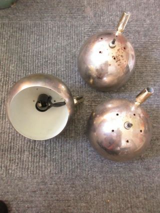 Mid Century Atomic Chrome Eyeball Globes Floor Tension Pole Lamp Parts Set Of 3