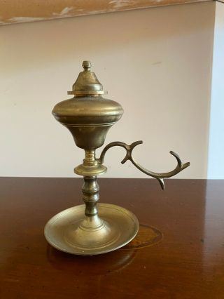 Rare Vintage Brass 6 " X 3 " Oil Lamp ?