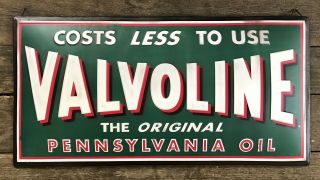 Valvoline “the Pennsylvania Oil” Embossed Domed Metal Sign,  13”x26”