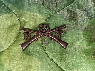 Pre Ww1 York National Guard 23rd Infantry Regiment Collar Insignia Pin Co L