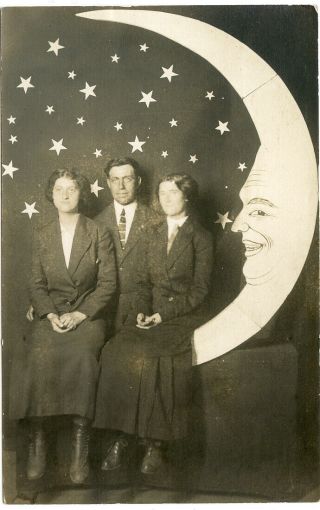 Rppc Large Paper Moon With Face & Stars