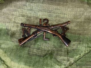Pre Ww1 York National Guard 12th Infantry Regiment Collar Insignia Pin Co L