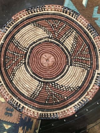 13” Handwoven Basket From Nigeria 3 color African Basket flat Collector 2