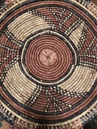 13” Handwoven Basket From Nigeria 3 color African Basket flat Collector 3