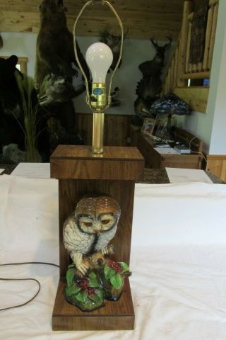 Vintage Ceramic Owl Table Lamp With Night Light 31 " Tall 8 " Wide Retro