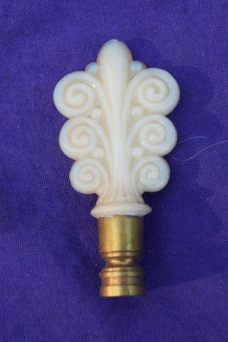 Vintage Aladdin Alacite Opalescent Moonstone Glass Lamp Finial Bouquet Scroll