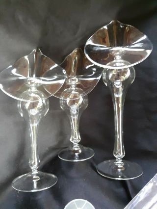 Vintage Callalily Oil Candles Lamp Set Of 3 - Hand - Blown Glass
