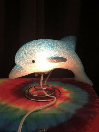 11” Dolphin Sparkle Night Light Table Night Stand Accent Lamp Kids Children Blue