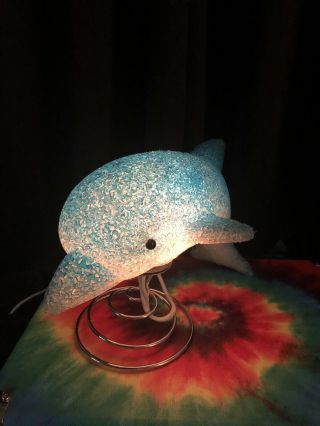 11” Dolphin Sparkle Night Light Table Night Stand Accent Lamp Kids Children BLUE 2