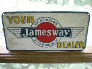 Vintage Metal Embossed Jamesway Dealer Farm Sign Fort Atkinson Wi