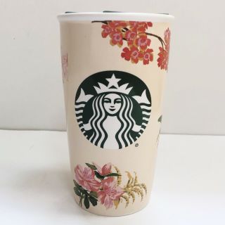 Starbucks Ban.  Do 2018 Floral Ceramic Holiday Double Walled Traveller 12 Oz