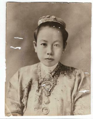 Nonya Straits Chinese Lady Peranakan 1937 With Name At Back Singapore Real Photo