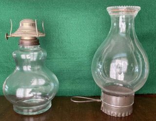 Vintage Kaadan Ltd.  Oil Lamp Clear Glass Base & Chimney Metal Over Fitter Handle