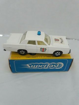 Matchbox Superfast 55a Mercury Police Car White / Blue Dome Light Mib