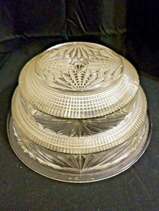 Vintage Ceiling Light Shade Art Deco Clear Glass 8 " Dia.  And 3 1/4 " High