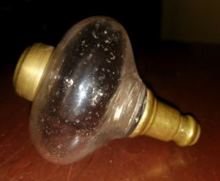Antique Kerosene Oil Lamp Glass Font Brass Collar & Connector 19th Century