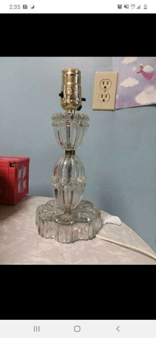 Vintage Crystal Clear Cut Glass Table Boudoir Lamp