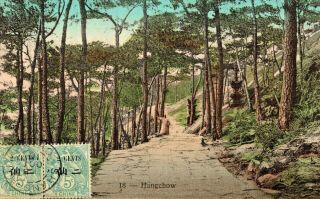 Old Postcard China - Hangchow,  The Forest Walk,  France China Shang - Hai Stamps
