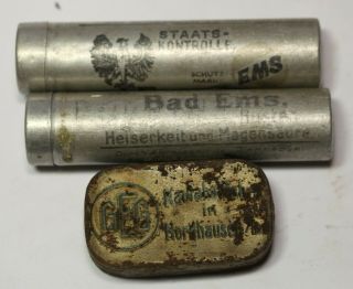 German Ww1 Soldier Containers With Labels 3pc