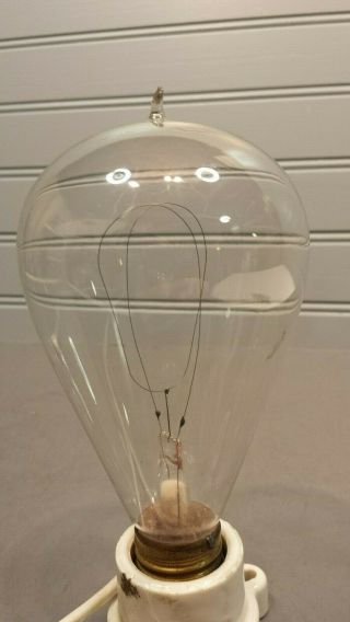 Antique Pear Shaped Tipped Light Bulb 5 1/2 " Tall Carbon Old