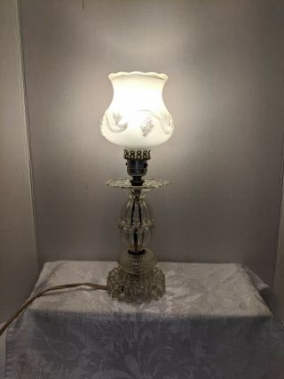 Vintage Clear Glass With Frosted Globe Boudoir Vanity Lamp 14 - 1/4 "