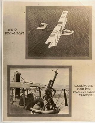 Ww I Official U.  S.  Navy Photograph H S 2 Flying Boat & Camera Gun