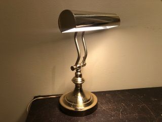 Vintage Brass Gooseneck Bankers/library/piano Desk Lamp With Adjustable Arm