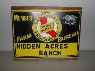 Vintage California Federation Member Farm Bureau Plastic Sign Afbf