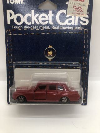 Vintage Tomy Pocket Cars = Rolls Royce - Rare Red,  In 49