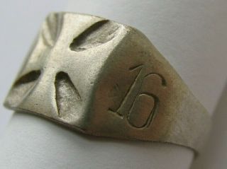 Ww1 German Wwi Ring Iron Cross 1916 Award Germany Military Patriotic Jewelry Sil