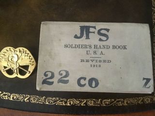 Ww1 Soldiers Hand Book And Ww11 Quartermaster Brass Emblem