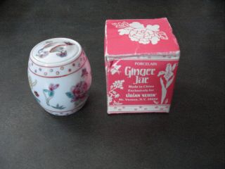 Vintage Miniature Ginger Jar Dragonfly/flowers/butterfly,  Lid Lillian Vernon