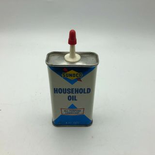 Nos Vintage Sunoco Household Oil Handy Oiler Advertising 4 Oz.  Tin Can