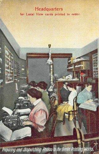 York Ny Newfield & Newfield Busy Postcard Printing Office To Berlin Germany