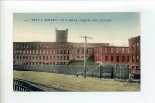 North Chelmsford Ma Mass Antique Postcard,  Silesia Worsted Co Mill,  Dirt Road