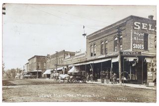 C.  R.  Childs Rppc West Main Street & Business Section In Maroa,  Illinois