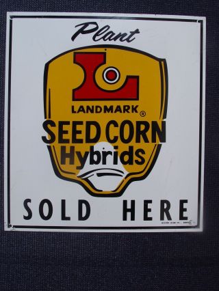 Vintage Plant Landmark Seed Corn Hybrids Tin Metal Advertising Sign