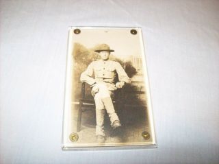 Ww I Usmc Photograph Of Marine On Post Card Framed