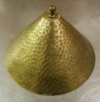 Vtg Arts & Crafts Hammered Brass Clip On Lamp Shade,  6 " Diameter X 3 - 1/2 " High